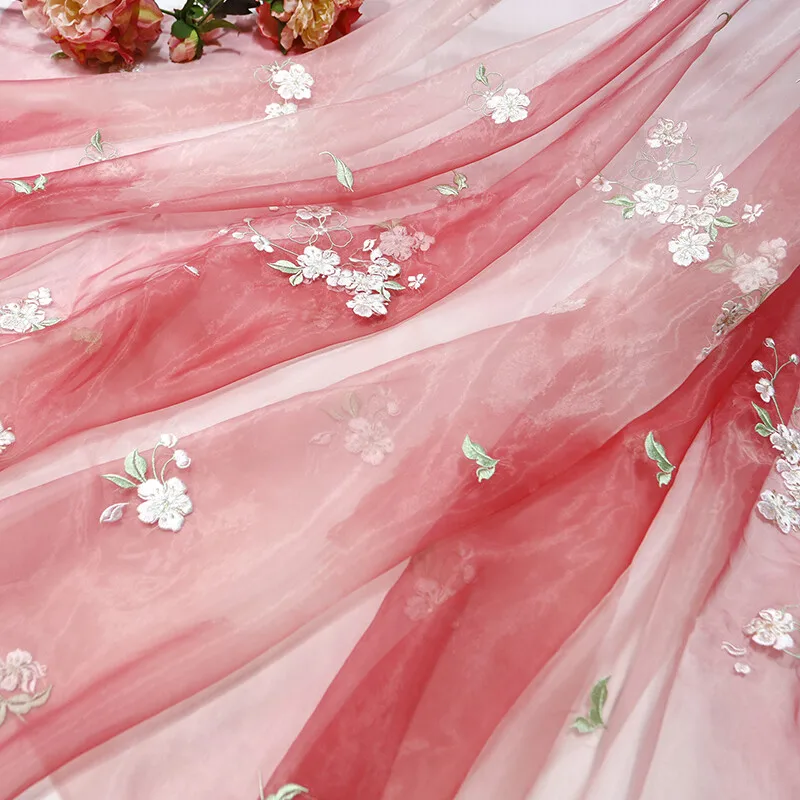 Sewing Batik Fabric - Ткань шифоновая с вышивкой цветами груши,
